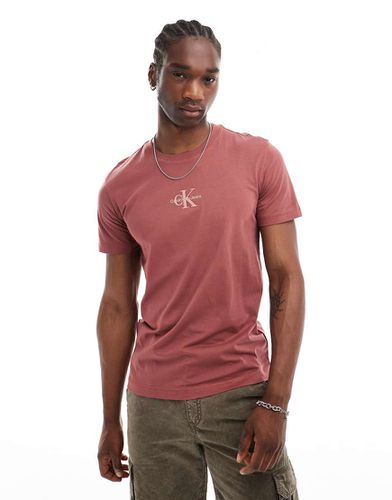 T-shirt rossa con monogramma del logo - Calvin Klein Jeans - Modalova