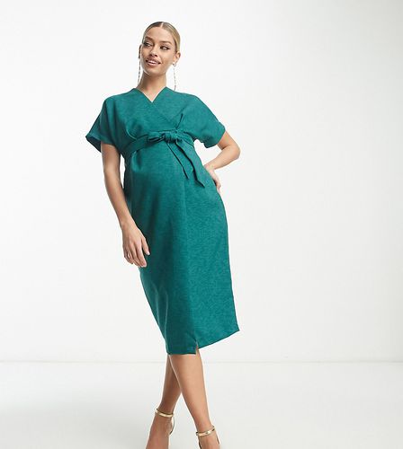 Vestito longuette a coste smeraldo - Closet London Maternity - Modalova