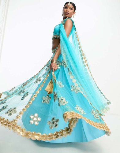 Gonna Lehenga acqua decorata e sciarpa dupatta in coordinato - A Star Is Born - Modalova
