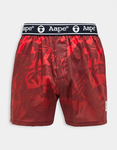 Aape by A Bathing Ape - Boxer rossi in cotone con stampa mimetica e fascia in vita con logo - AAPE BY A BATHING APE® - Modalova