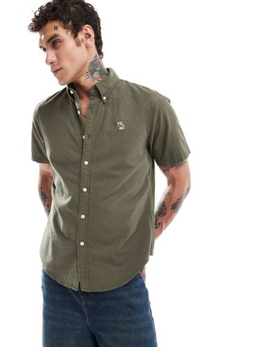 Camicia Oxford a maniche corte scuro con logo a icona in rilievo - Abercrombie & Fitch - Modalova