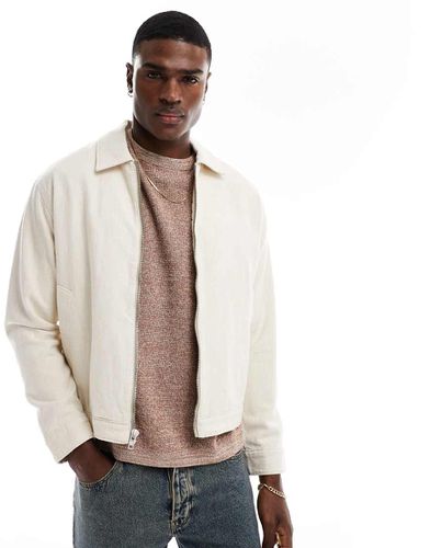 Giacca harrington beige leggera in lino con zip sul davanti - Abercrombie & Fitch - Modalova