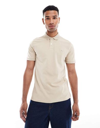 Elevated Icon - Polo in piqué beige con logo e fettuccia - Abercrombie & Fitch - Modalova