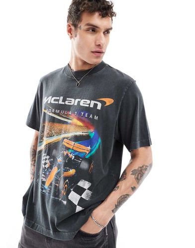 T-shirt nera lavaggio acido vestibilità comoda con stampa a tema F1 con McLaren - Abercrombie & Fitch - Modalova