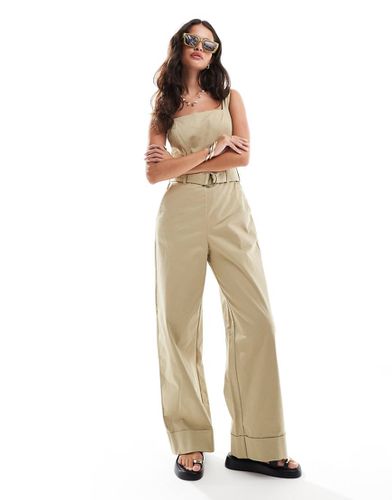 Tuta jumpsuit chino oliva allacciata in vita - Abercrombie & Fitch - Modalova