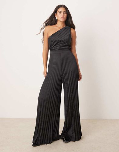 Tuta jumpsuit monospalla nera a pieghe - Abercrombie & Fitch - Modalova