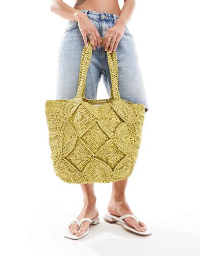 Borsa shopping da spiaggia all'uncinetto lime - Accessorize - Modalova