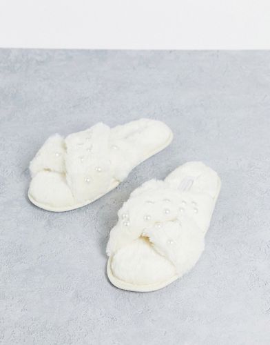 Pantofole morbide color crema con perle sintetiche - Accessorize - Modalova