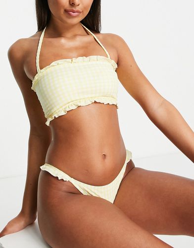 Top bikini a fascia colore limone a quadretti - Accessorize - Modalova