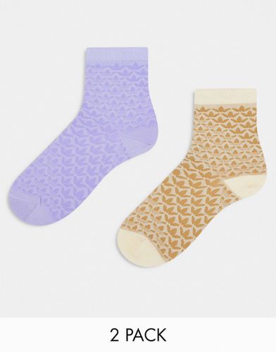 Confezione da 2 paia di calzini lilla e sabbia con trifoglio - adidas Originals - Modalova