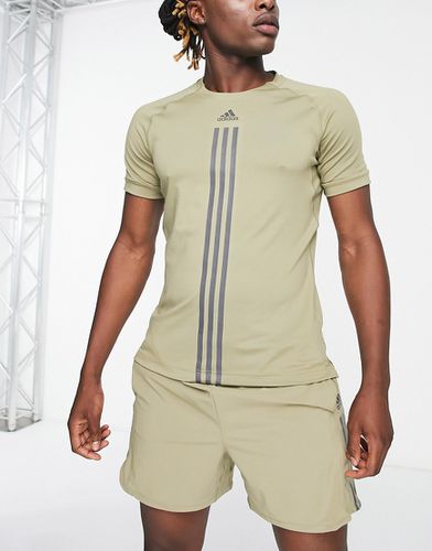 Adidas - Training Alpha Strength - T-shirt kaki con 3 strisce - adidas performance - Modalova