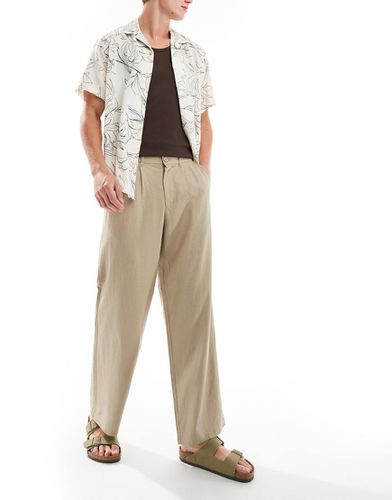 Pantaloni ampi beige in misto lino - ADPT - Modalova