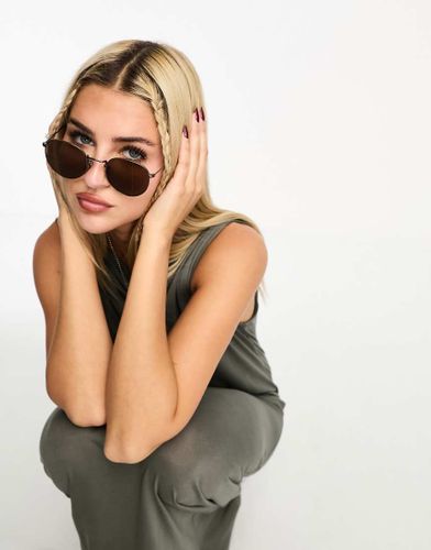 Hello - Occhiali da sole rotondi opaco e marrone - A.Kjaerbede - Modalova