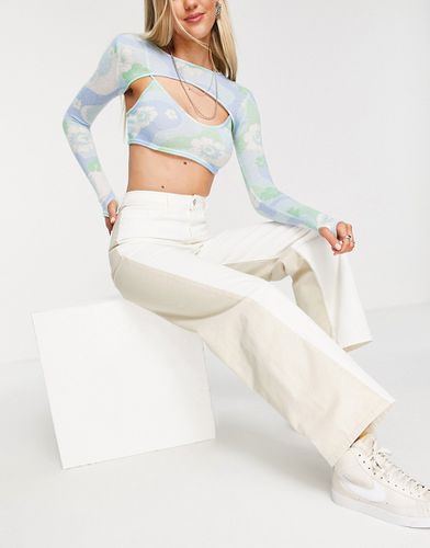 Jeans a fondo ampio in cotone patchwork écru - CREAM - Aligne - Modalova