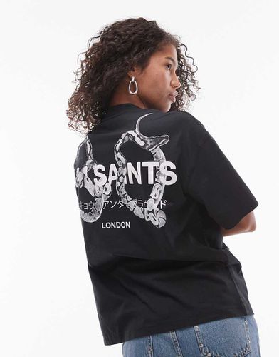 Ceremony Etta - T-shirt nera con stampa del logo e serpenti sul retro - AllSaints - Modalova