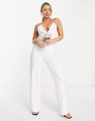 Bridal - Tuta jumpsuit da sposa con fondo ampio bianca - AQAQ - Modalova