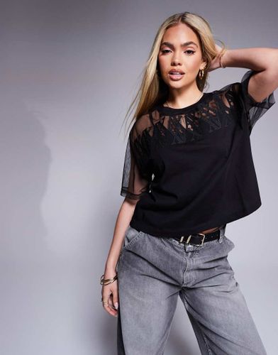 T-shirt coupe carrée en tulle à logo - Armani Exchange - Modalova