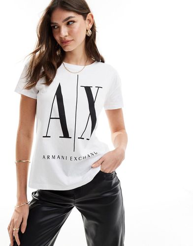 T-shirt boyfriend bianca con stampa nera - Armani Exchange - Modalova