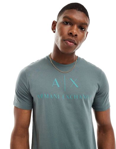 T-shirt slim fit scuro con logo sul petto - Armani Exchange - Modalova