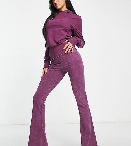 Pantaloni a zampa in jersey con risvolto anni '90 color prugna - AsYou - Modalova