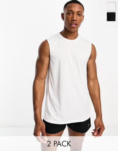 Icon - Confezione da 2 T-shirt senza maniche da allenamento quick dry - ASOS - Modalova