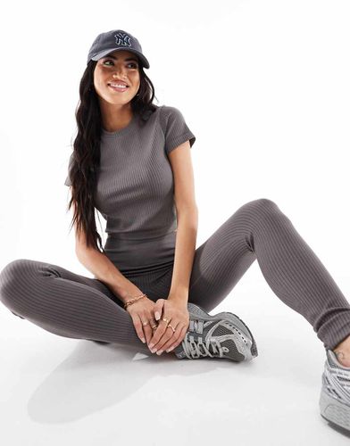 Icon - Leggings da palestra acciaio a coste senza cuciture - ASOS - Modalova