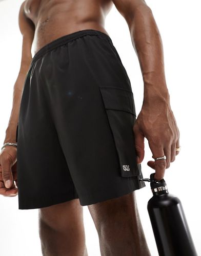Icon - Pantaloncini da allenamento neri ad asciugatura rapida con tasche cargo - ASOS - Modalova