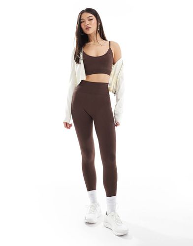 Leggings da palestra marroni a coste a vita alta sagomati senza cuciture - ASOS - Modalova