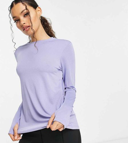 Petite - Top da running a maniche lunghe lilla con logo a icona - ASOS - Modalova