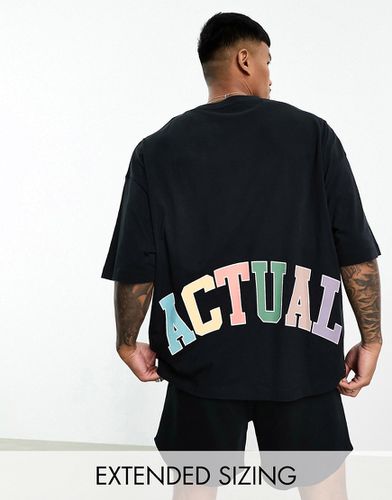 ASOS Actual - T-shirt oversize nera con logo in colori arcobaleno in coordinato - ASOS DESIGN - Modalova