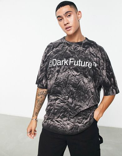 ASOS Dark Future - T-shirt oversize nera slavata a contrasto con stampa del logo - ASOS DESIGN - Modalova