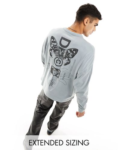 ASOS Dark Future - Maglietta a maniche lunghe grigia con stampa di farfalla sul retro - ASOS DESIGN - Modalova