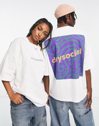 ASOS Daysocial - T-shirt unisex oversize in jersey pesante bianca con stampa grafica sul retro - ASOS DESIGN - Modalova