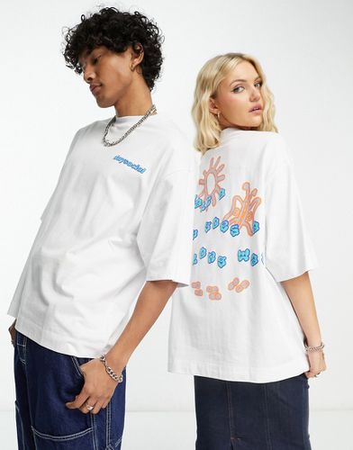 ASOS - Daysocial - T-shirt oversize unisex in jersey pesante bianca con scritta e stampa grafica sul retro - ASOS DESIGN - Modalova