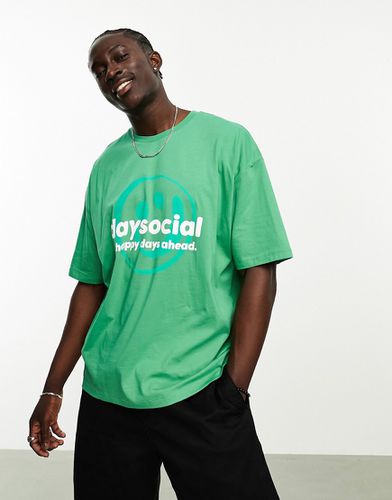 ASOS - Daysocial - T-shirt oversize con logo stampato sulla parte anteriore - ASOS DESIGN - Modalova