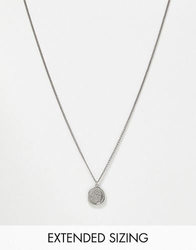 Collana argentata con pendente stile sigillo per ceralacca con giglio - ASOS DESIGN - Modalova
