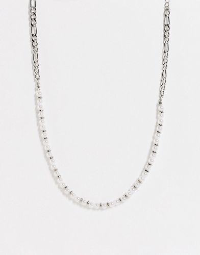 Collana bicolore in perle sintetiche bianche e catenina color - ASOS DESIGN - Modalova