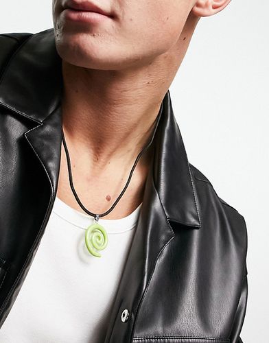 Collana in corda nera con pendente a spirale verde - ASOS DESIGN - Modalova