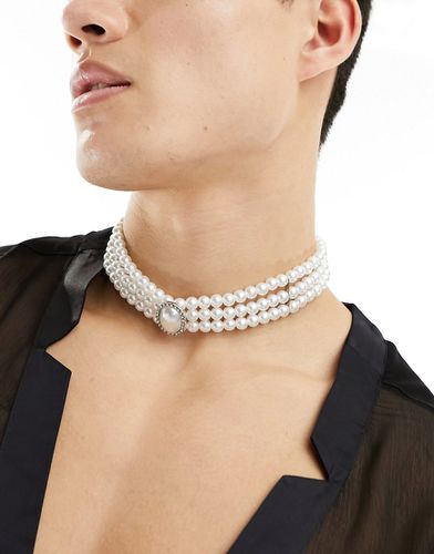 Collarino multifilo con perle sintetiche - ASOS DESIGN - Modalova