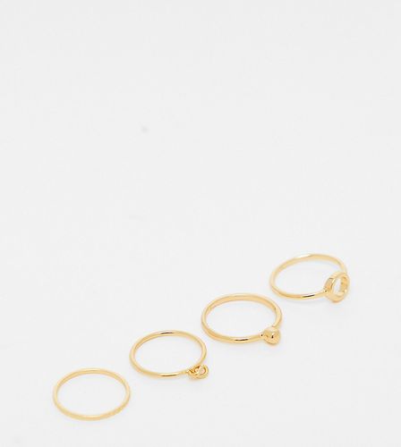 Confezione da 4 anelli placcati 14 carati con design delicato - ASOS DESIGN - Modalova