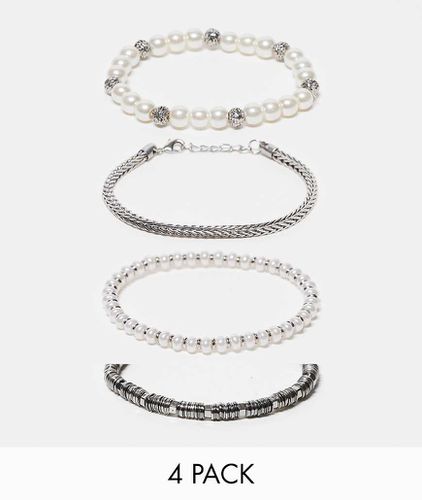 Confezione da 4 bracciali con perle sintetiche - ASOS DESIGN - Modalova