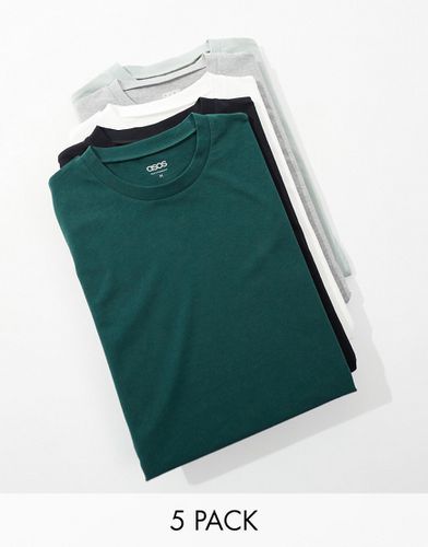 Confezione da 5 T-shirt girocollo a maniche corte colori multipli - ASOS DESIGN - Modalova