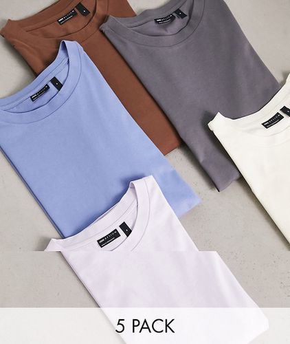 Confezione da 5 T-shirt oversize girocollo in colorazioni multiple - ASOS DESIGN - Modalova