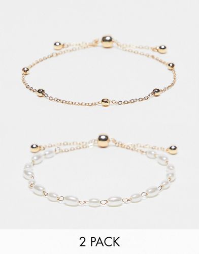 Confezione da 2 bracciali color con perle sintetiche - ASOS DESIGN - Modalova