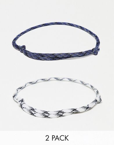 Confezione da 2 cavigliere blu navy e grigia in corda da festival - ASOS DESIGN - Modalova