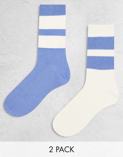 Confezione da 2 paia di calzini alla caviglia bianco sporco a righe - ASOS DESIGN - Modalova