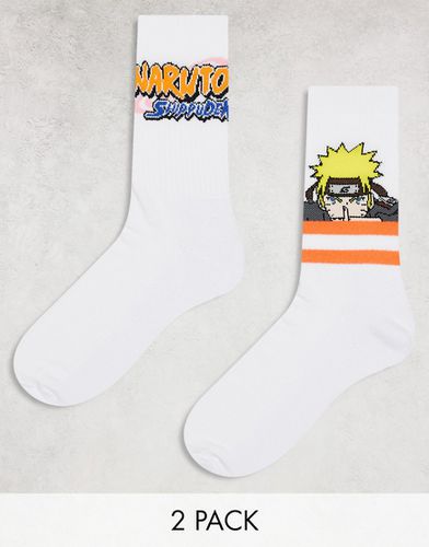 Confezione da 2 paia di calzini bianchi con Naruto - ASOS DESIGN - Modalova