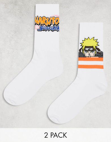 Confezione da 2 paia di calzini bianchi con Naruto - ASOS DESIGN - Modalova