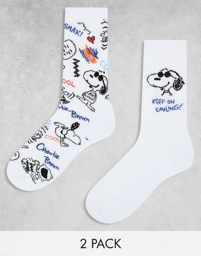 Confezione da 2 paia di calzini bianchi con Snoopy disegnato - ASOS DESIGN - Modalova