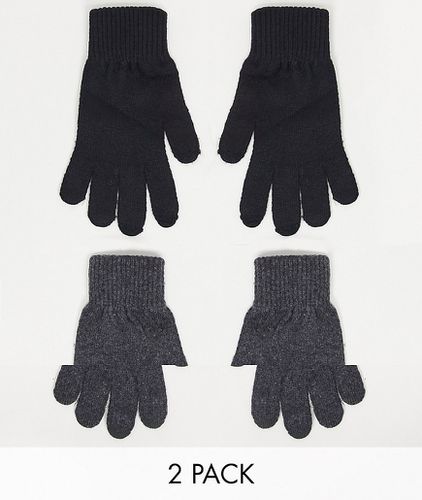 Confezione da 2 paia di guanti touchscreen in poliestere neri e antracite - ASOS DESIGN - Modalova